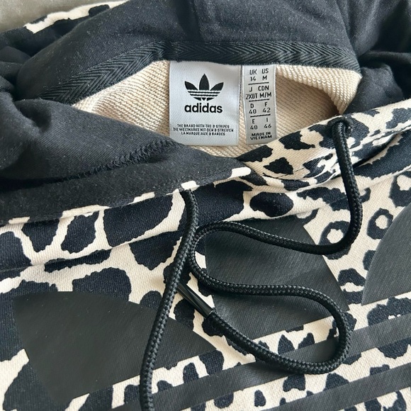 Adidas All-Over Animal Print Cropped Hoodie Sz M🔥🔥🔥 - Picture 3 of 5